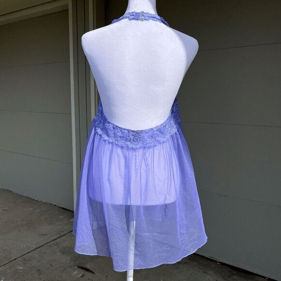 Victoria’s Secret Lavender Lace Halter Babydoll Chemise – Size L - Picture 4 of 9